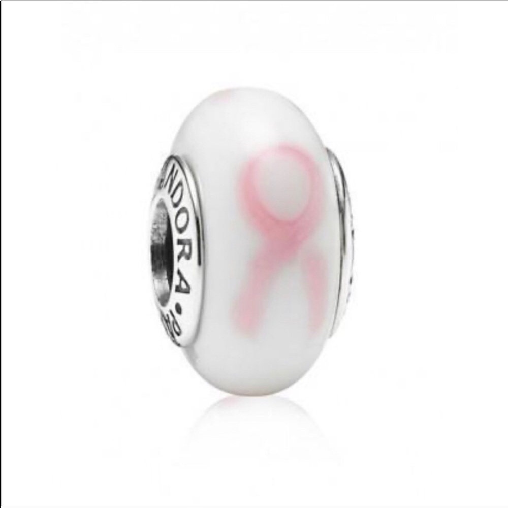 Pandora breast cancer glass charm.